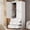 White, variant on 70" Freestanding Bedroom Wardrobe, PB & MDF Board, Available in White, Black & Natural Wood, 2-Door Closet with Hanging Rod & 3 Drawers