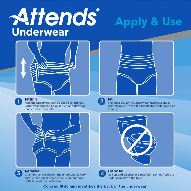 Attends Disposable Underwear Pull On with Tear Away Seams Large, APP0730,  Heavy, 18 Ct