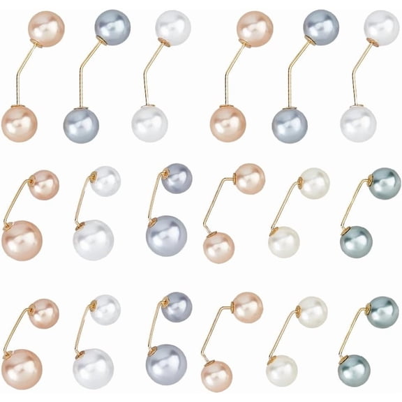 18Pcs 9 Styles Artificial Pearl Brooch Pins Shawl Clips Pearl Brooch Anti-exposure Neckline Safety Pins for Women Wedding Party Clothing Sweater Broach Shirt Shawl Clips