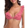 thumbnail image 1 of Mujeres flejado Cruz Top Acolchado de Dos Piezas Bikini Raya impresión Inferior Playa Trajes de baño Top - Melon rojo CH Top - Melon rojo CH Xishao ropa, 1 of 2