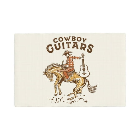 

Placemats Set of 4 / 6 Cowboy Rodeo Guitar Placemats for Dining Table Indoor/Outdoors Heat Resistant Washable Placemats 18 x 12