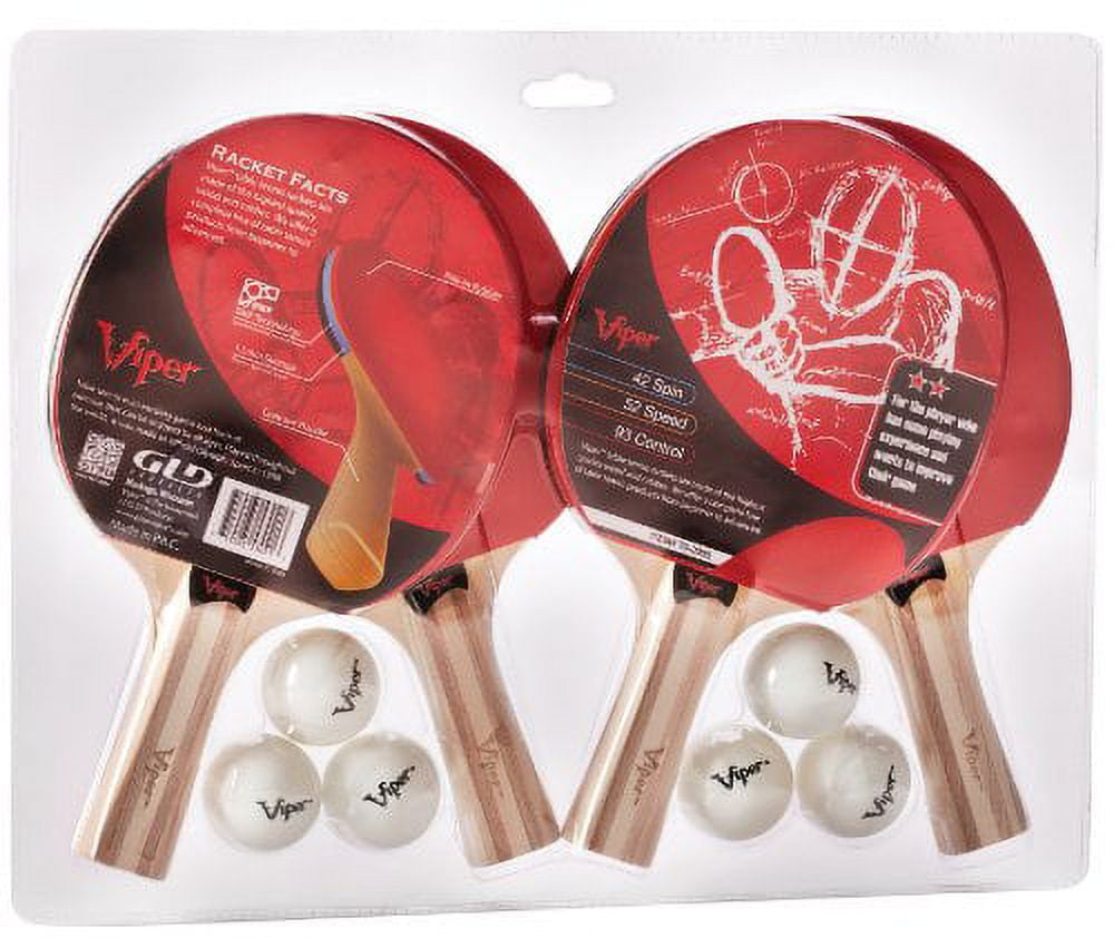 Viper Four Racket Table Tennis Set, Includes 4 Paddles and 6