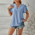 thumbnail image 5 of Timegard Womens Tops Solid Color V Neck Petal Short Sleeve Tunic Top Summer Casual Loose Tee Lightweight, 5 of 5