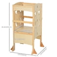 thumbnail image 3 of Qaba Folding Toddler Tower, Kitchen Helper Step Stool with Support Handles, Safety Rail and Non-Slip Strips, for Kids Washroom Dining Room Learning, Natural, 3 of 10
