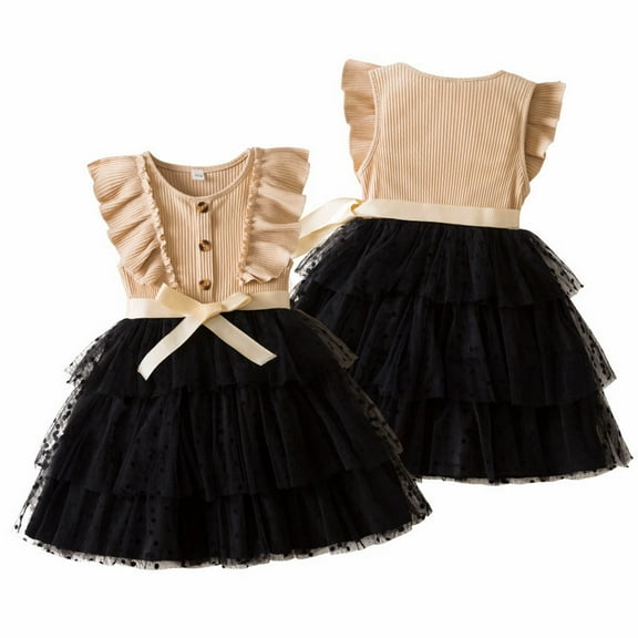 Coerni Toddler Tiered Tulle Dress for Girls Polka Dot Dresses Patchwork Sundress Princess Dress Cute Dresses Tulle Sundress
