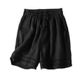 thumbnail image 4 of Riforla Women Summer Shorts 2024 Fashionable Elastic Waist Drawstring Comfort Shorts Casual Loose Holiday Shorts for Women Black M, 4 of 4