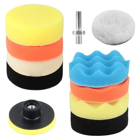 RAGUPEL 11Pcs Car Buffing Pads for Drill Polishing Kit, 3Inch Foam Polishing Pads, Car Buffers and Polishers Kit, Wool Pads Wax Buffer Drill Attachment with Adapter