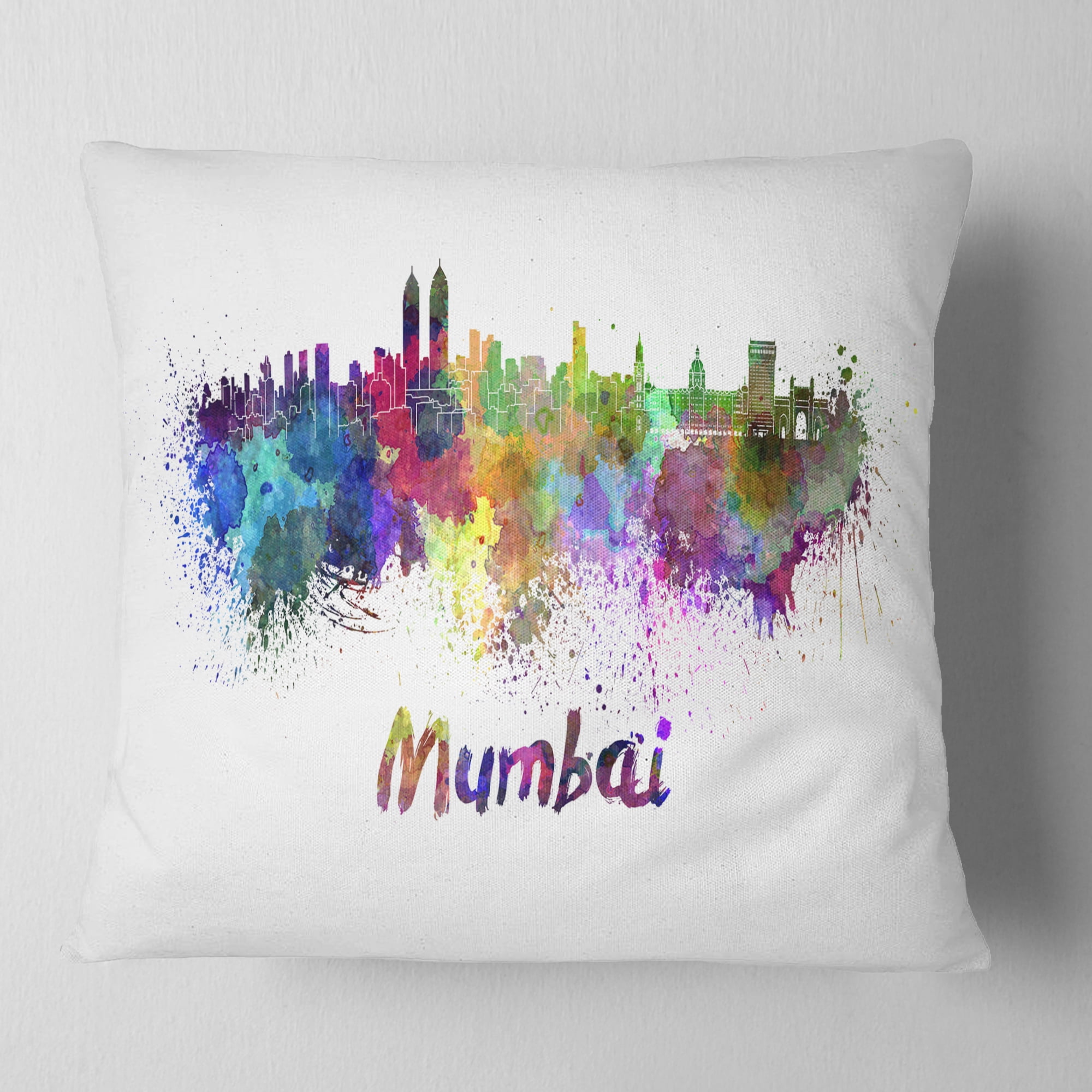 Designart Mumbai Skyline - Cityscape Throw Pillow - 18x18