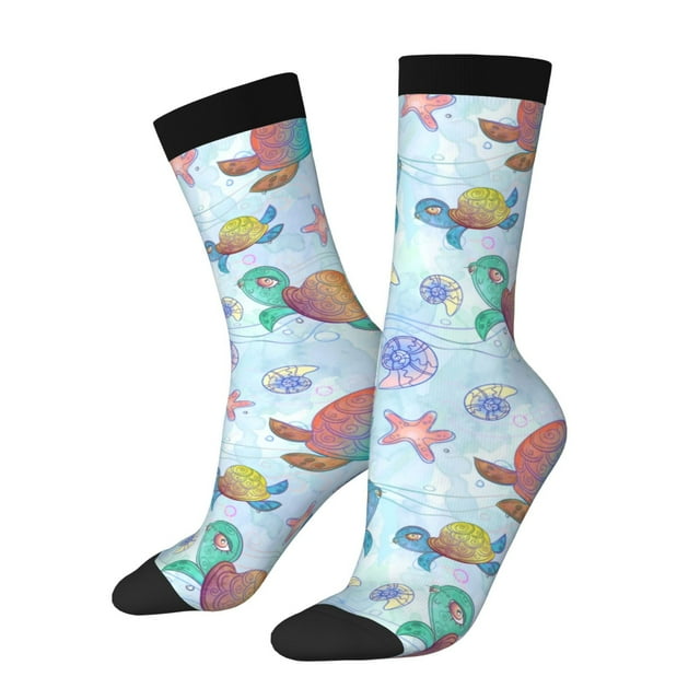 Balery Colorful Sea Turtle Pattern Crew Socks Unisex– Soft & Breathable Socks for Men & Women, One-Size Fits Most (US 5-11), Comfortable & Durable for Daily Wear