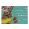thumbnail image 1 of Music Cutting Board, Ukulele with Hawaii Style Background Wooden Classical Vacation, Decorative Tempered Glass Cutting and Serving Board, Small Size, Yellow Brown Aqua, by Ambesonne, 1 of 1