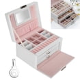 thumbnail image 3 of Three Layer PU Leather Jewelry Storage Box Necklace Rings Earrings Holder Organizer, 3 of 8