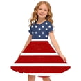 thumbnail image 2 of LOOK! Auroural Girls' Middle And Big Kids' Fashion Independence Day Printed Splicing Short Sleeved Skirt With Wrinkle Dress（4-14Years）, 2 of 8