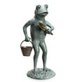 thumbnail image 3 of Green Thumb Frog Verdigris Green Metal Garden Sculpture, 3 of 3