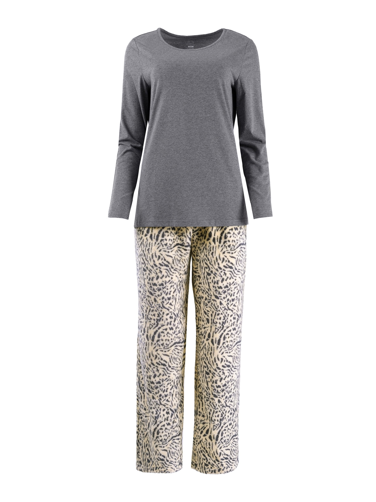 Fruit of the Loom Women's Beyond Soft Long Sleeve Top & Fleece Bottom Pajama Set, Sizes S-4X