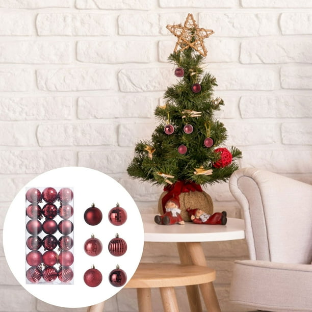 Uuiauoio 36Pcs Christmas Ball Ornaments,Shatterproof Mini Christmas Ornaments for Christmas Tree Decoration,Small Hanging Ball Ornaments,Plastic Christmas Baubles for Holiday Wedding Party
