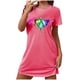 thumbnail image 2 of Camisón corto de talla grande para mujer, camisón de manga corta con estampado de pecho a la moda, camisón para mujer, 2 of 5