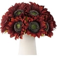 thumbnail image 5 of XmhyTop 12 girasoles artificiales con tallos de 4,7 pulgadas, girasoles de seda a granel para decoración de bodas, hogares, jardines, fiestas al aire libre (rojo), 5 of 5