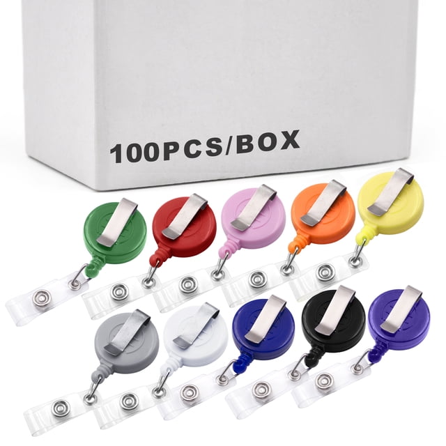 Muka 100 Pcs Porte-Badge Rétractable Assorti Enrouleur de Carte Rétractable