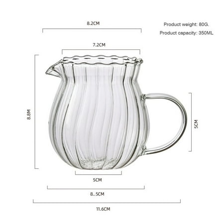 

Jlong Stripe Milk Jug Heat-resistantn Glass Cup With Handle Coffee Milk Tea Separator Fair Cup Home Cafe Drinkware Gift
