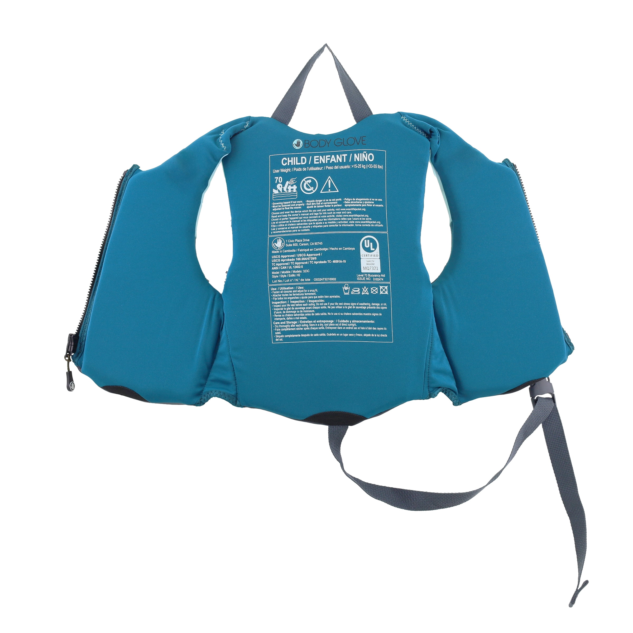 Body Glove Child's Neoprene PFD Life Jacket and Vest, Boy, 33-55 lbs., Blue