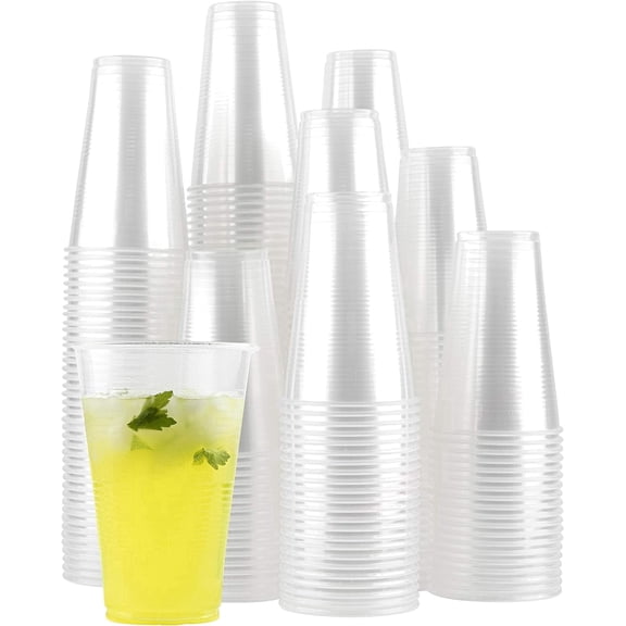 PLASTICPRO 12 Oz Clear Disposable Cups Plastic Cups for Party, 100-Pack