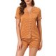 thumbnail image 1 of INSPIRAR CHIC Conjunto de Pijamas de Mujer de Manga Corta con Cuello Notch y Botones, Puntos de Polka, Grande, Marrón, 1 of 5