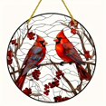 thumbnail image 5 of 2 pc Cardinal Lovebirds Window Hanging Ornaments Winter Suncatcher Home Window Decoration Red 150x3mm, 5 of 5