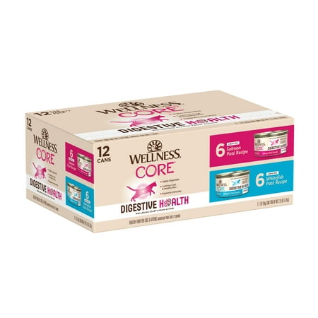 UPC: 0076344061410 | Wellness CORE Digestive Health Salmon & Whitefish Pate Variety Pack Wet Cat Food  3 Ounce Can (Pack of 12)