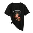 thumbnail image 1 of Pompotops Femmes Champignons Impression Col Rond Manches Courtes T-Shirt en Vrac Top, 1 of 1