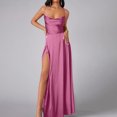 thumbnail image 4 of TMOYZQ Women's Satin Prom Dress with Slit Long Spaghetti Strap Cowl Neck Formal Evening Cocktails Party Gowns Wedding Guest Dresses for Women, 4 of 6