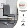 thumbnail image 6 of Sumdeal 71 in. White Glass Tabletop Marble Pattern Dining Set with 6 Dark Gray PU Chairs, 7 Piece, 6 of 8
