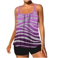 thumbnail image 2 of Frostluinai Tankini Swimsuits for Women Striped Bathing Suits Two Piece Color Block Adjustable Strap Boyshorts Beach Swimwear Gifts, 2 of 6