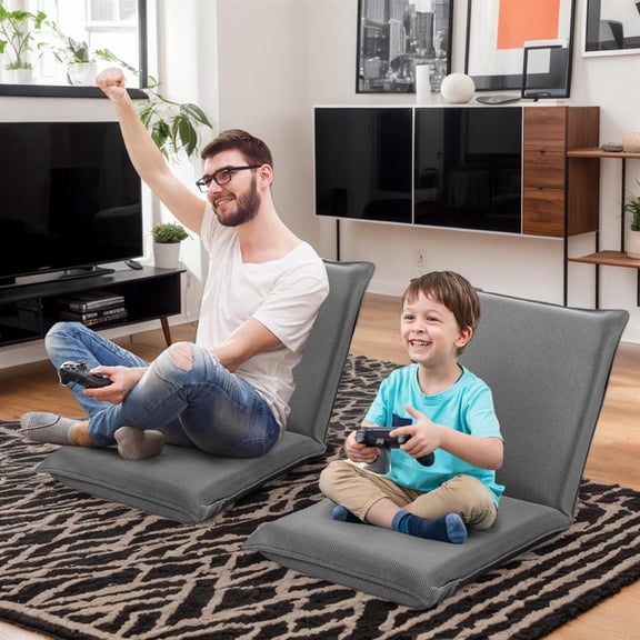 Topcobe Adjustable 6 positions Folding Lazy Man Sofa Chair Floor Chair, Single Sofa Bed for Living Room Bedroom Balcony, Folding Sleeper Sofa Chair Bed Floor Mattress Floor Couch, Gray