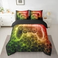thumbnail image 2 of Manfei Boys Gaming Gamer Bedding Comforter Set 7-Piece, Gradient Game Console Full Bedding Set, Black Gold Orange Honeycomb Fitted Sheet Flat Sheet, Ultra Soft Home Decor, 2 of 8