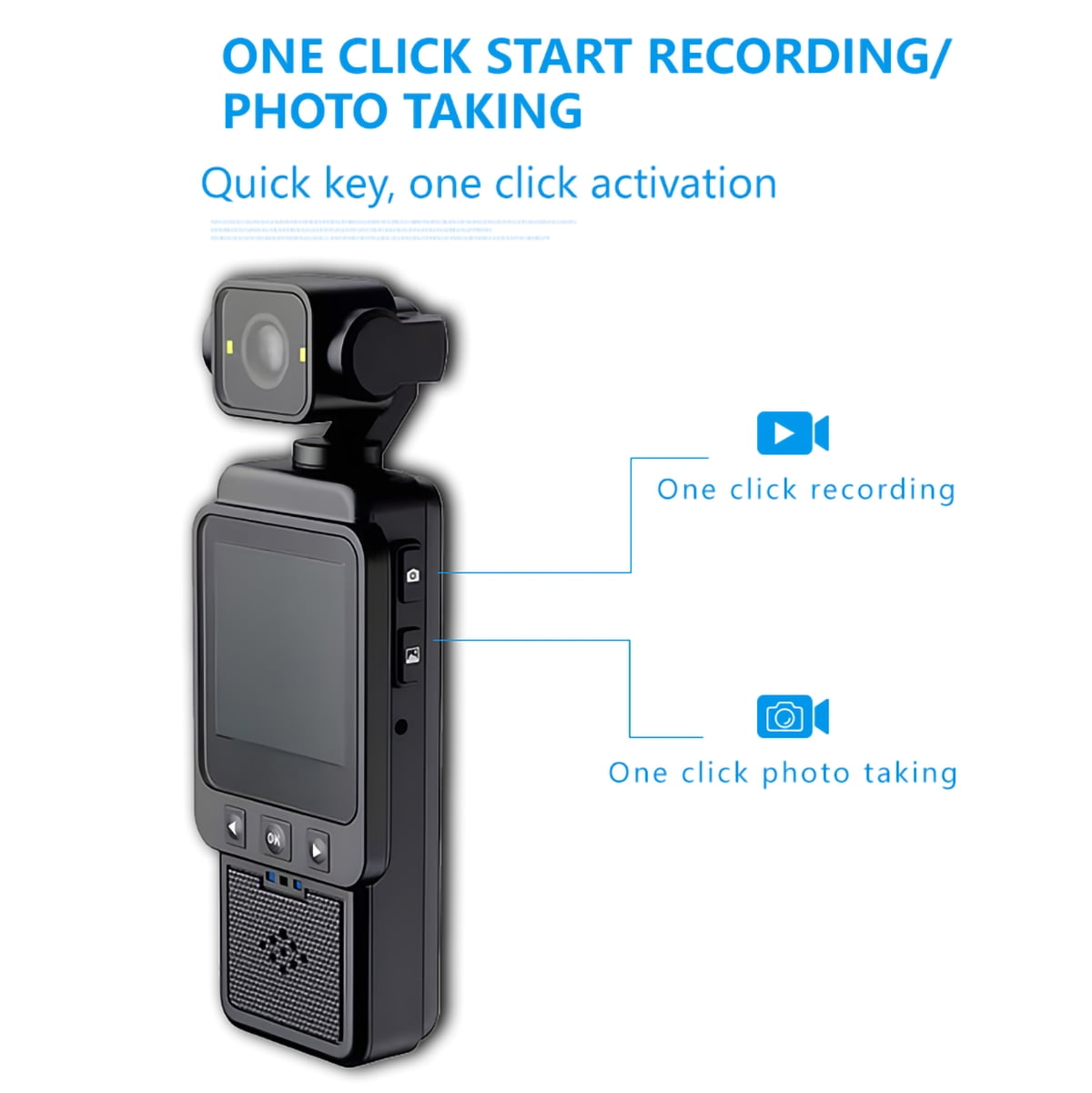 Mini Body Camera, 1080P FHD WiFi Video Camera with Audio and Photograph, Clip Pocket Vlog Camera for Daily Work Serving Records,180° Rotating Head, 120° Wide Angle, Built-in Flash, 64GB Card