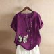 thumbnail image 1 of Ropa de calle de lino y algodón para mujer, Tops Y2k, camiseta Vintage de moda, camisas casuales para mujer, ropa elegante, camisetas, 1 of 4