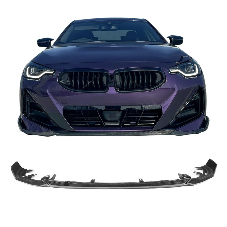Ikon Motorsports Front Bumper Lip Compatible With 2022-2023 BMW G42 2  Series 220i M Sport M240i xDrive Gloss Black M Performance Style Dry Carbon 