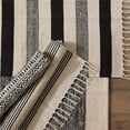 thumbnail image 3 of Contemporary Home Living 2' x 3' Dobby Striped Hand-Loomed Area Throw Rug - Black and Cream, 3 of 11