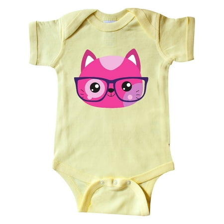 

Inktastic Hipster Cat Cat With Glasses Pink Cat Gift Baby Boy or Baby Girl Bodysuit