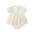 thumbnail image 2 of Qmyliery Baby Girls Rompers Dress Ruffles Collar Short Sleeve Lace Skirt Hem Infant Bodysuits Jumpsuits 3 6 9 12 Months, 2 of 9