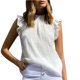 thumbnail image 5 of Blusa sin mangas con volantes Color liso Cuello redondo Plisado Camiseta sin mangas con volantes para mujer Lady Girl, 5 of 5
