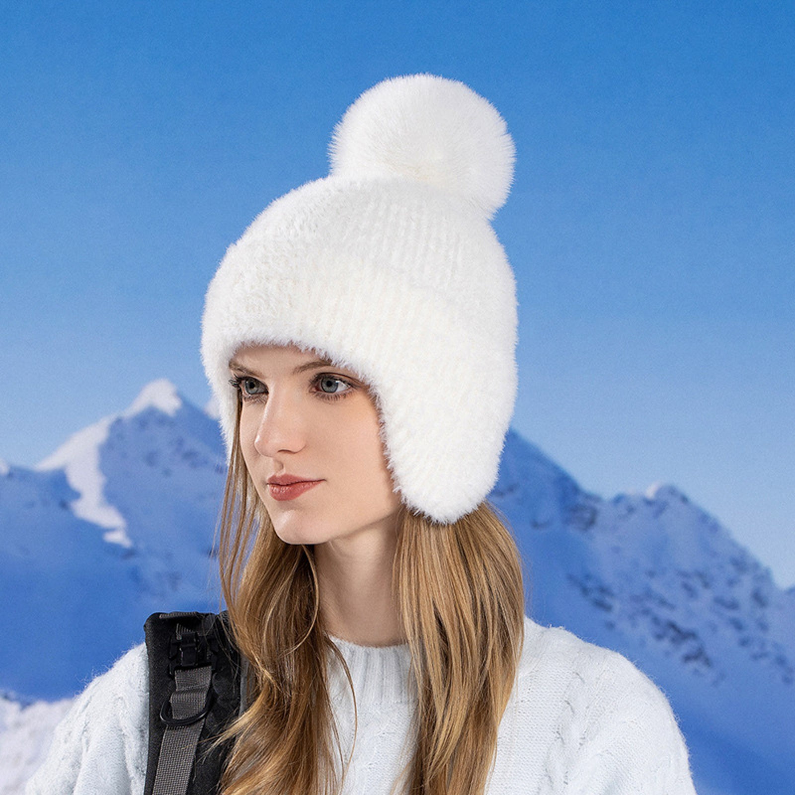 Tanhomme Winter Slouchy Hat Knit Warm Winter Hats for Soft Stretch Ski Cap Ladies Women's Fashionable And Versatile Dome Ear Knitted Hat To Keep Out The Cold