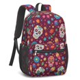 thumbnail image 2 of Skull and Flower Gothic Pattern 17" School Backpacks for Teens,Waterproof Oxford Fabric,S-Shape Padded Straps for School,Travel,Hiking,Camping, 2 of 6