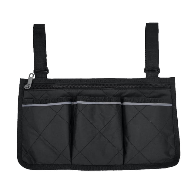 Wheelchair Side Bag Armrest Storage Pouch With Cup Holder And Reflective Strip For Wheelchairs Or Rollators