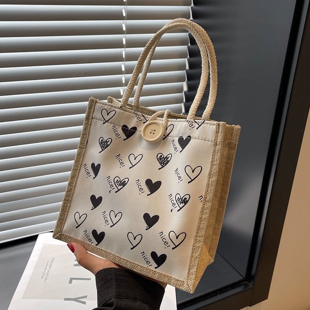 Bolso de mano de lona con diseño moderno y moderno para estudiantes, lonchera de mano para verano, bolsa para el almuerzo, bolsa para guardar cosméticos