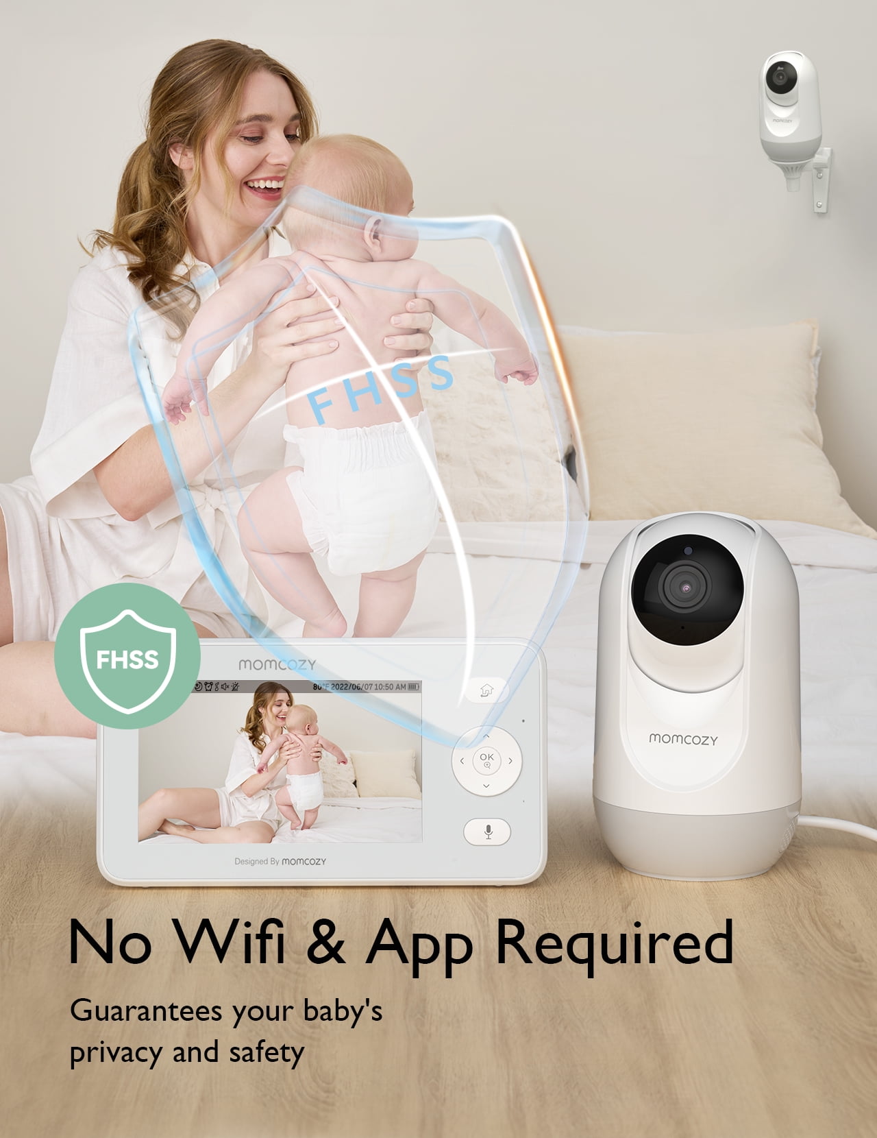 Momcozy BM02 Baby Monitor, 4.3" HD Screen, Video & Audio, Split Screen, Two-Way Talk