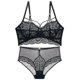 thumbnail image 1 of Conjunto de lencería sexy de encaje francés ultrafino: sujetador push-up con aberturas, sujetador clásico con estampado floral y bragas de talle alto para mujer., 1 of 5
