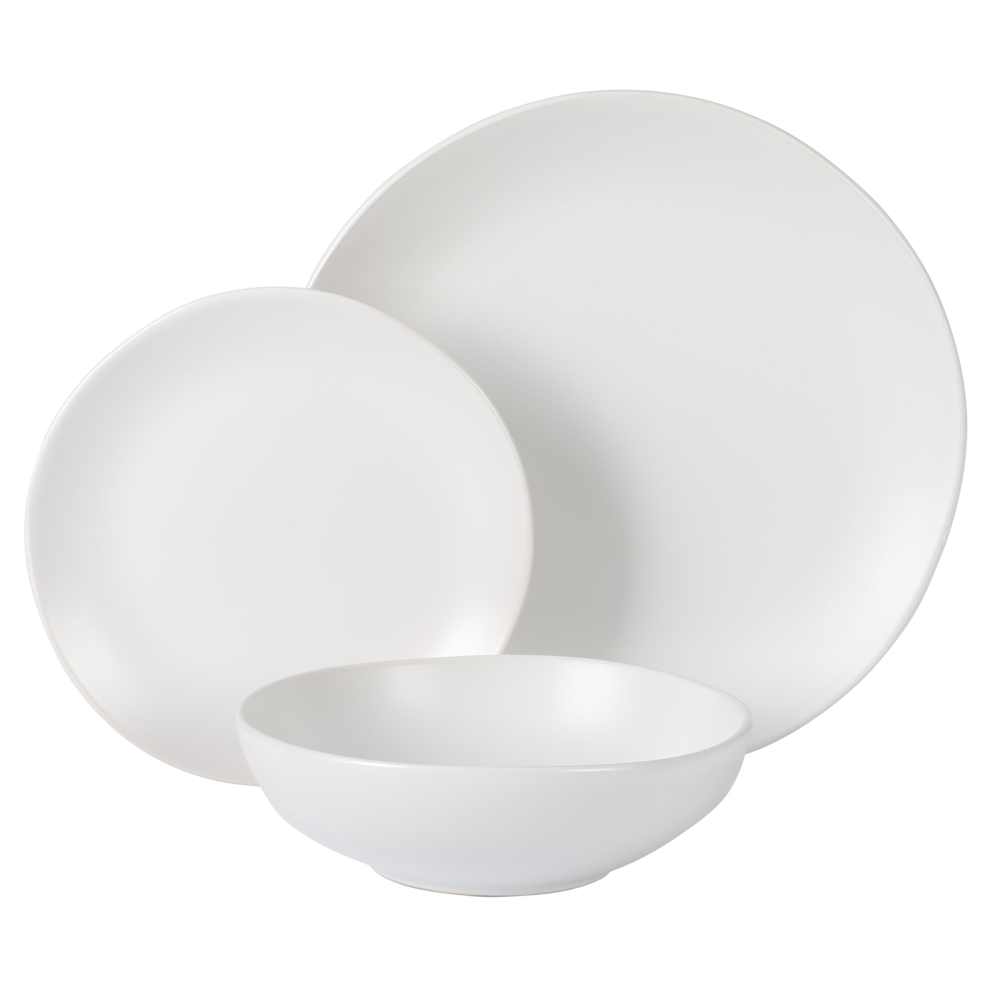 Gibson Home Bethel 18 Piece Plates and Bowls Ceramic Stoneware Organic Shape Dinnerware Set (Service for 6) - Matte White