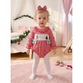 thumbnail image 4 of Cjfdfy Newborn Baby Girl Christmas Fall Outfit Reindeer Gingerbread Man Embroidery Puff Long Sleeve Bubble Romper And Headband Infant My First Christmas Fall Winter Clothes 0-18 Months, 4 of 9