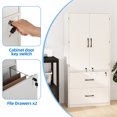 thumbnail image 4 of Uforic Wood File Cabinet with Lock & 2 Drawers, Heavy Duty Filing Cabinets with Doors& Adjustable Shelves, Tool Big Storage Cabinets for Home Office, White, 4 of 10